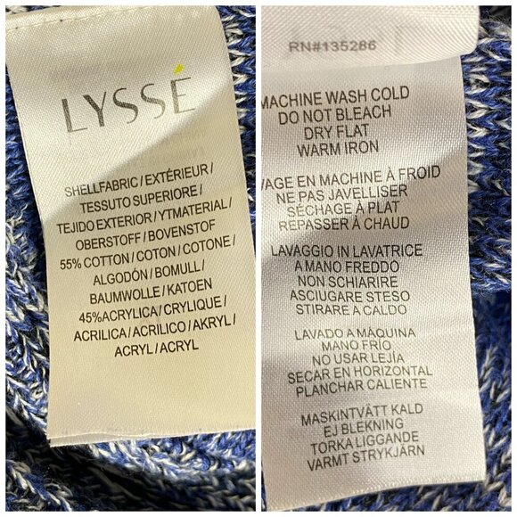 Lysse Country Blue White Lightweight Sweater Knit Lexi Tunic Tank Fringe Sz XL - Picture 7 of 9